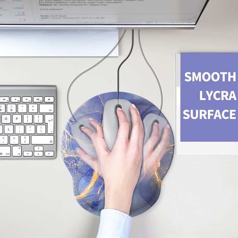 eulps Mouse Pad with Wrist Rest, Comfortable Computer Mousepad with Gel Wrist Support Smooth Surface and Non-Slip PU Base for Pain Relief, Laptop, Office & Home (Golden Quicksand Marble) - Image 5